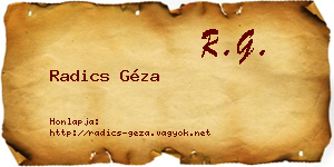 Radics Géza névjegykártya